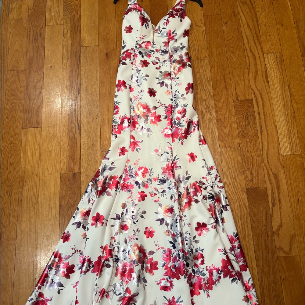 Jovani Floral Prom Dress - Red and White